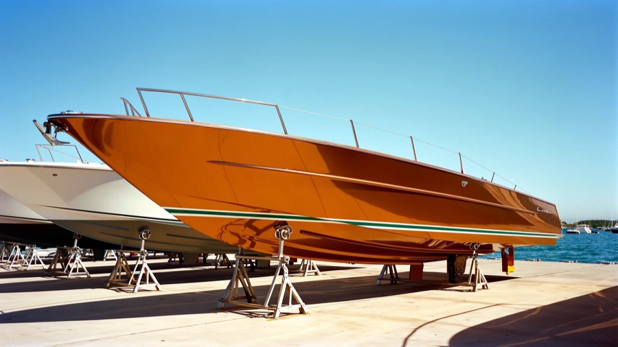 Yacht med Coppercoat kobberbunnstoff under vannlinjen